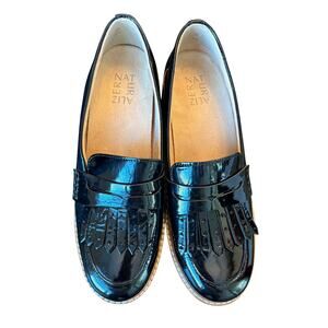 NATURALIZER BLACK DARCY LOAFERS PATENT LEATHER FRINGE SIZE 7M
